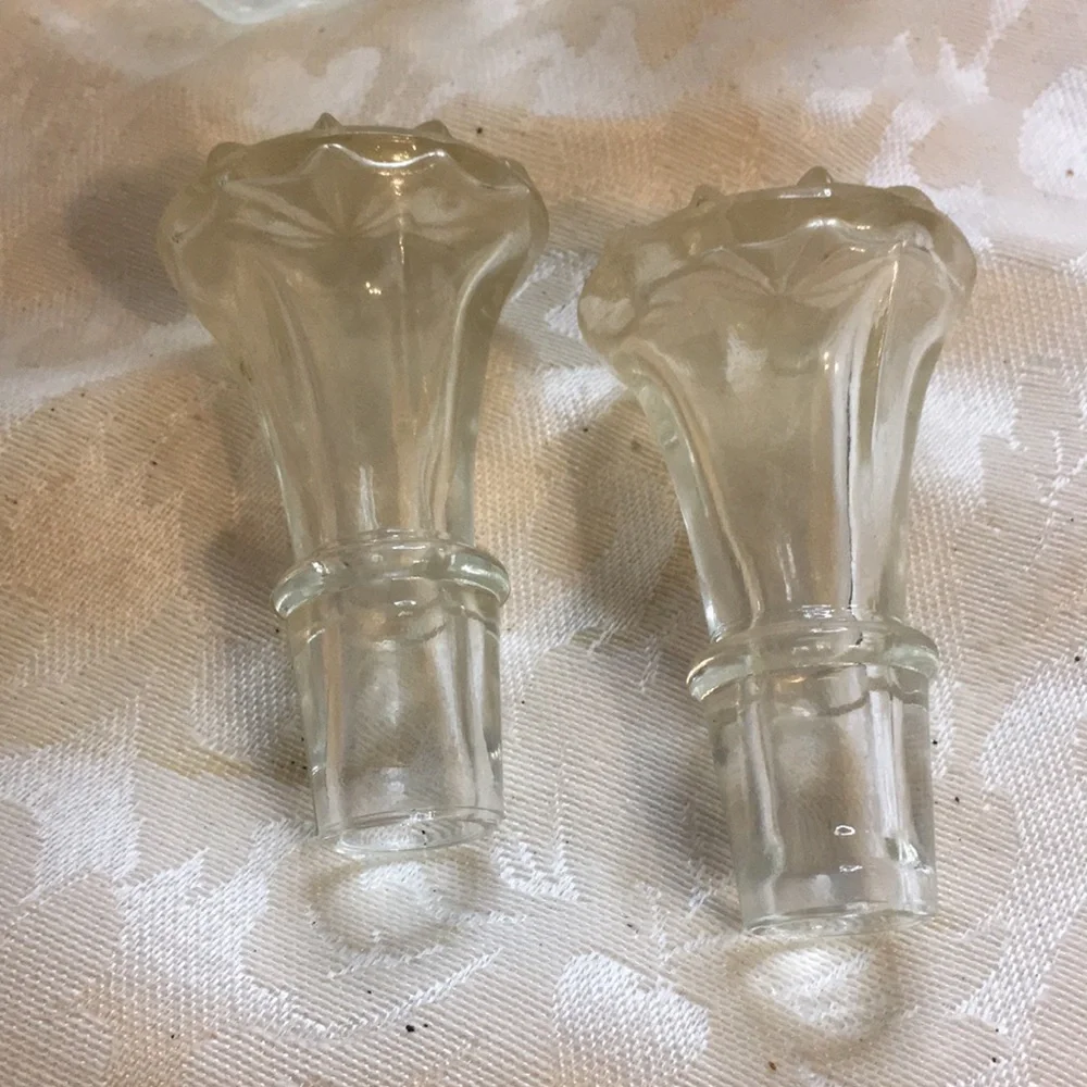 Vintage Cut Glass Cruet Bottles - Pair (Clear)